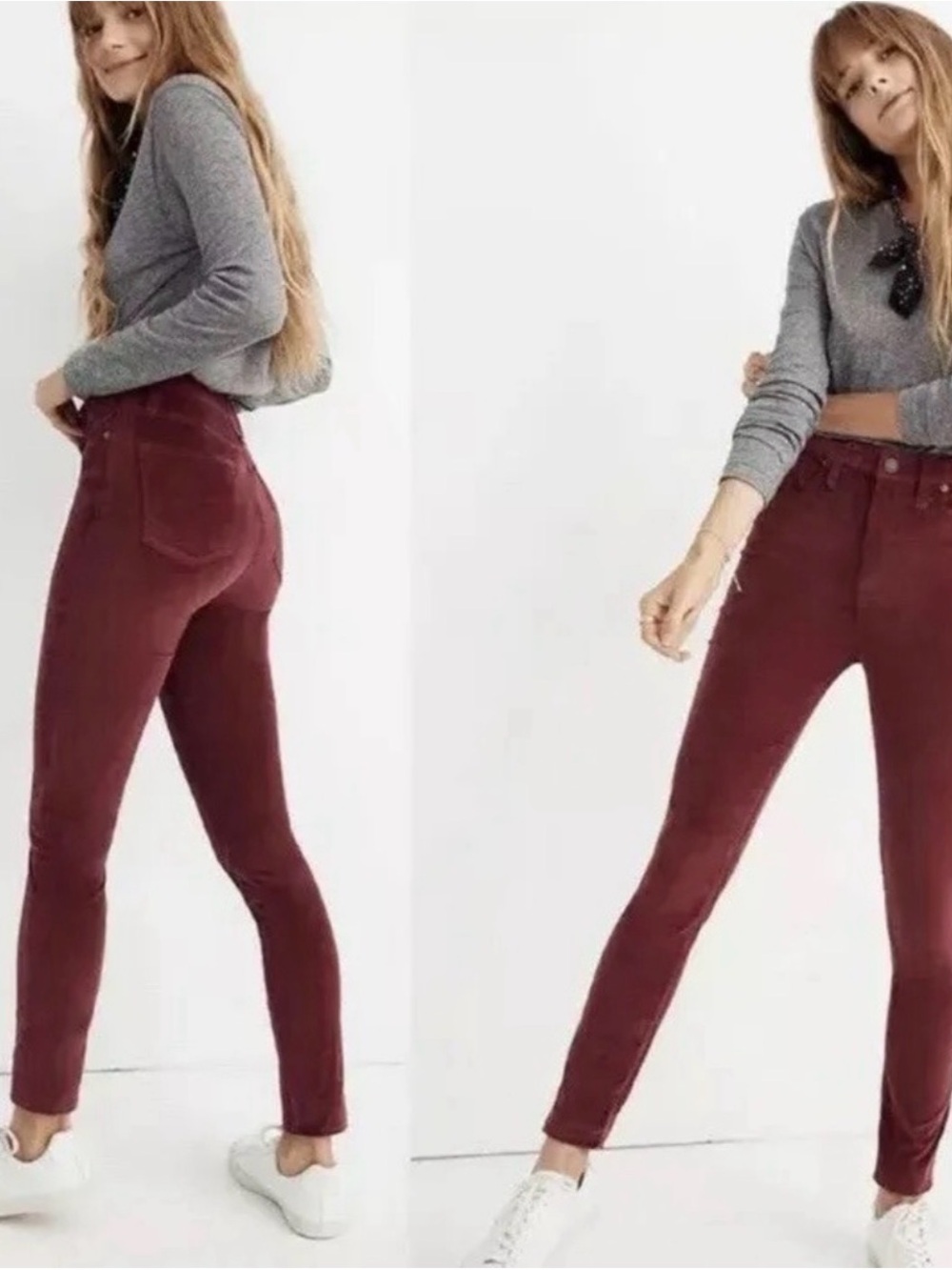 Madewell High-Rise Skinny Jeans in Burgundy